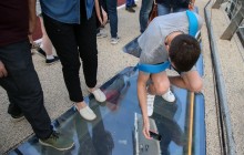 Kyiv new bridge closed next day after opening: Glass cracks after vandalism or shooting (Video)